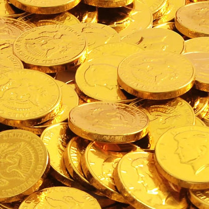 Gold Chocolate Coins, 100 Pack of Gold Chocolate Coins Bulk, Ideal Coin Candy for Themed Parties, Events and Celebrations, Perfect for Gift Bags and Festive Decorations Christmas and st patricks day.