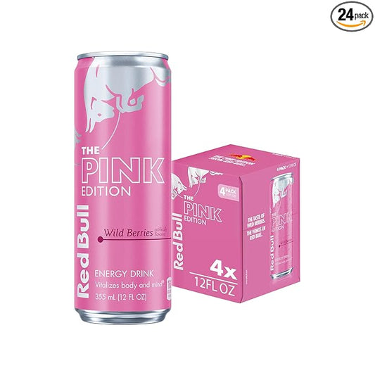 Red Bull Wild Berries, Pink Edition, with 114mg Caffeine plus Taurine & B Vitamins, 12 Fl Oz, Pack of 4 Cans