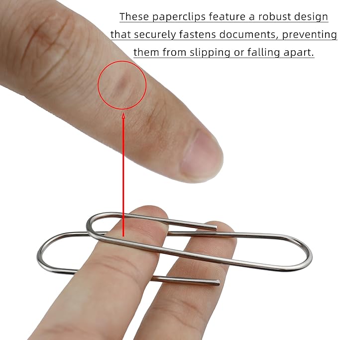 14 PCS 4 Inch (100mm) Extra Large Paper Clips Silver Rust Resistant Metal Strong Jumbo Paperclips for Office School Documents