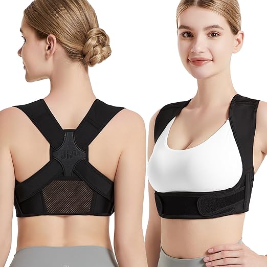 Posture Corrector for Back Support: Adjustable Shoulder Posture Brace for Men and Women (Black, Small/M)