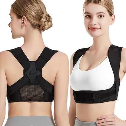 Posture Corrector for Back Support: Adjustable Shoulder Posture Brace for Men and Women (Black, Small/M)