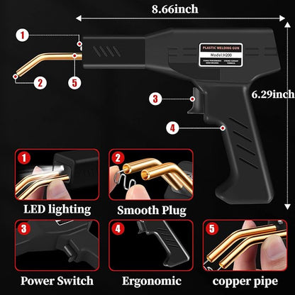 200W Plastic Welder, 2000PCS Staples 10PCS Sandpaper, Plastic welding Kit, Plier Custom Carry Case, Plastic Repair Car Bumper Repair Simplicity Of Use