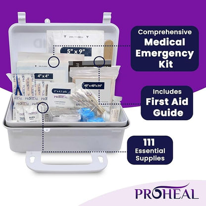 OSHA Compliant First Aid Kit - 10 Person, Type III, ANSI Class A Emergency Kit for Truck, Car, Construction Site - 111 Essential First Aid Supplies