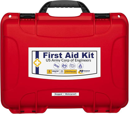MFASCO Waterproof Rugged First Aid Kit 2021 OSHA Class B & 2024 EM385-1-1 Approved, Rugged Case for Construction & Work Sites