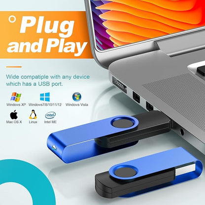 Kepmem 4GB USB 2.0 Flash Drive Bulk 10 Pack - 4GB Thumb Drives with Swivel Metal Lanyard for Business Office Data Storage