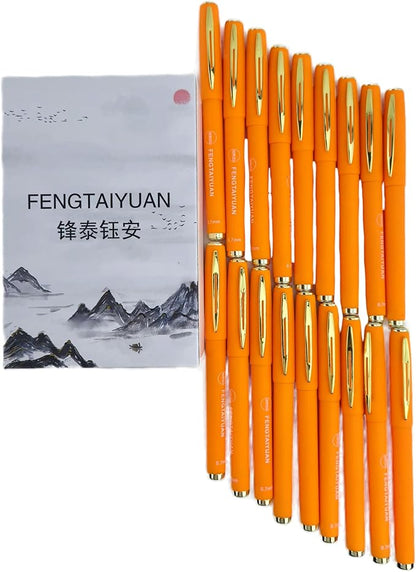 Fengtaiyuan Orange07P18, Orange Ink, FIne Point, 0.7mm, Gel Ink Rollerball Pens - Comfortable Non-Slip Grip, Quick-Drying Ink, 18-Piece Box (Orange07P18)