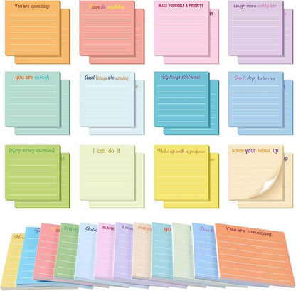 Yinder 12 Pcs Employee Appreciation Sticky Notes Xmas Gift Bulk Motivation Note Pads Mini Inspirational Note Gift for Teacher Nurse Staff Coworker Office Supply 3 x 3'' (Inspirational,Simple)
