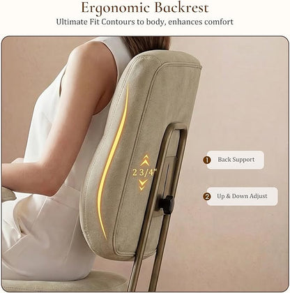 EUREKA ERGONOMIC Becky Home Office Desk Chairs Leather, Comfy Office Chair with Lumbar Support and Arms, Mid-Back, Comfortable Thick Cushion, Mid-Century Modern, Height Adjustable, Off-White