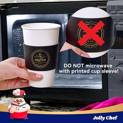 JOLLY CHEF 100 Pack 16 oz Disposable Paper Coffee Cups To Go Coffee Cups with Lids, Sleeves and Stirrers for Hot Drinks