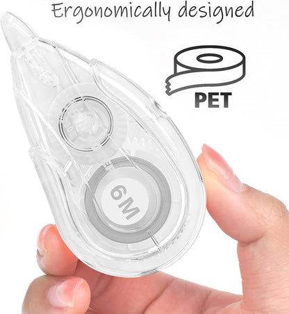 White Correction Tape Dispenser, Easy To Use Applicator for Instant Corrections, For school, Office (12pack, 6M/256, Tape Width 0.2in)