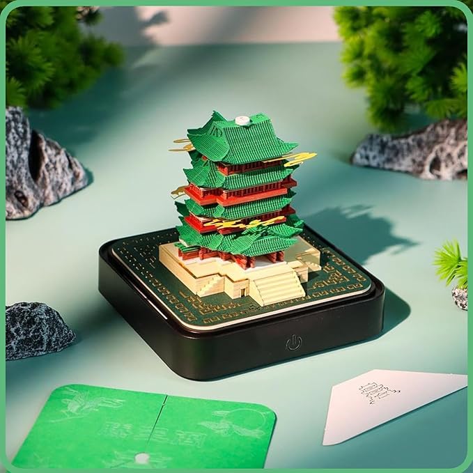 3D Time Piece Calendar 2026 DIY Calendars Tear Away Carving Art 3D Memo Pad Calendar With LED Lights sculpture artsy pads calendar notepad for Desktop Decor-Tengwang Pavilion