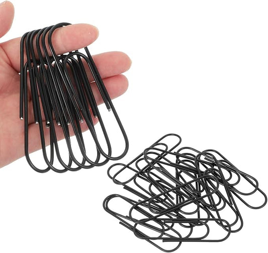 PATIKIL 4 Inch Large Paper Clip, 30PCS Big Paper Clip Extra Large Huge Metal Giant Clips Rust-Proof Strong Durable Bulk Cute for Home Office Accessories Bookmark, Black