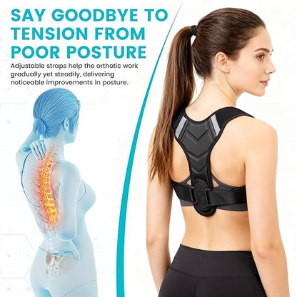 Posture Corrector for Men & Women, Adjustable Back Brace & Straightener for Office, Home & Daily Use, Relieve Back Pain, Prevent Hunching & Slouching, Comfortable & Breathable, S