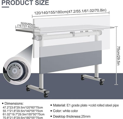 Conference Room Table, Folding Conference Table with Flip-Top Design, Mobile Seminars Dynamic Meetings Training Tables for Offices, Classrooms, and Meeting Room (10, HS1619, 47.2)