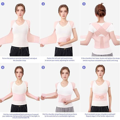 Back Brace Posture Corrector for Women And Men Support Straightener Scoliosis Upper Highest Rated Hunchback Thoracic Device Straps Upright Full Shoulder Fixer Body Poster Trainer Pink XXX-Large
