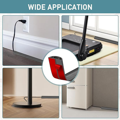 Floor Cord Cover Self Adhesive Cord Hider Floor Extension Cord Covers for Floor Power Cord Protector Cable Management Prevent Cable Trips Cable Cavity 0.51" W x 0.31" H (Deep Grey Wood, 3.3Ft)