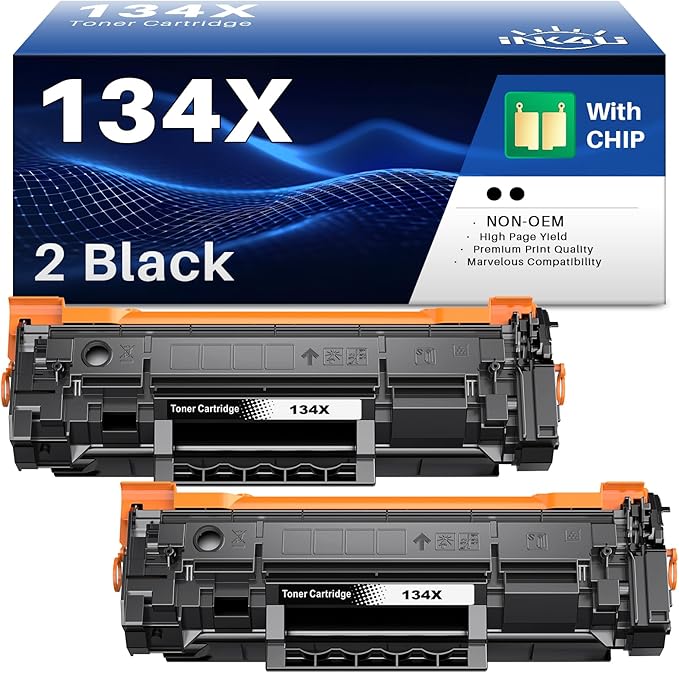 134X Black Toner Cartridge (with Chip) Compatible Replacement for HP 134X Toner W1340X 134A W1340A Toner Cartridges to Use with Laserjet M209dw MFP M234sdw M234dw M234sdn Printer (2-Pack)