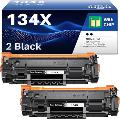 134X Black Toner Cartridge (with Chip) Compatible Replacement for HP 134X Toner W1340X 134A W1340A Toner Cartridges to Use with Laserjet M209dw MFP M234sdw M234dw M234sdn Printer (2-Pack)