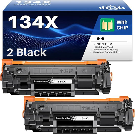 134X Black Toner Cartridge (with Chip) Compatible Replacement for HP 134X Toner W1340X 134A W1340A Toner Cartridges to Use with Laserjet M209dw MFP M234sdw M234dw M234sdn Printer (2-Pack)