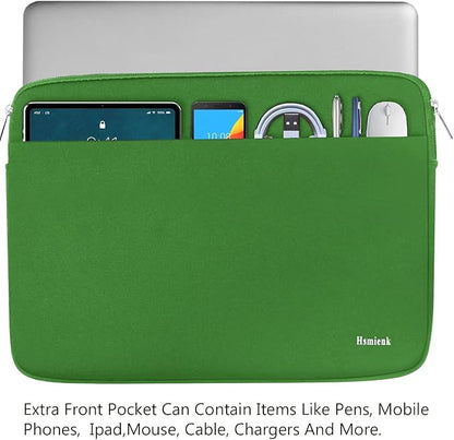 Laptop Sleeve 17 Inch, Shockproof Protective Notebook Case with Accessory Pocket, Briefcase Carrying Bag Compatible with 17-17.3 Inch Laptop, Computer, Notebook, Green