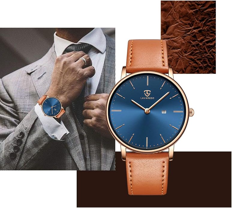 BEN NEVIS Watch, Mens Watch, Minimalist Fashion Simple Wrist Watch Analog Date with Leather Strap