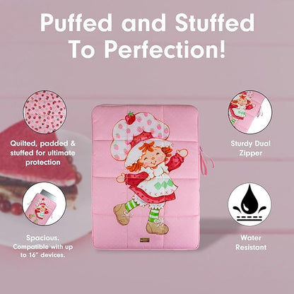 Sonix | Puffy Laptop Sleeve | 15-16 Inch, Quilted Pillow Puffer Laptop Carrying Case, Computer Sleeve | Strawberry Shortcake Vintage