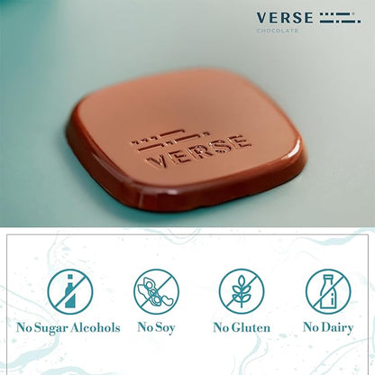 Verse Dark Chocolate Sea Salt Squares - Only 3g Cane Sugar - Creamy 70% Cocoa Dark Chocolate - Individually Wrapped Cacao Bar Squares (9 Count, 2 Pack)