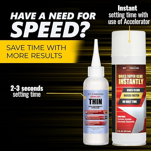 Starbond Super Fast Thin, Premium Instant CA (Cyanoacrylate Adhesive) (4 Ounce, 6 Ounce)