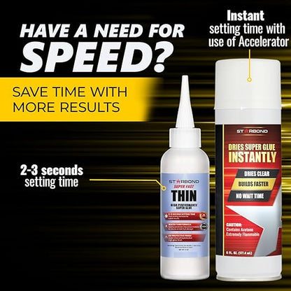 Starbond Super Fast Thin, Premium Instant CA (Cyanoacrylate Adhesive) (4 Ounce, 6 Ounce)