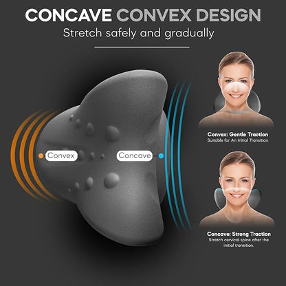 Neck Stretcher & Posture Corrector for Women and Men, Cervical Traction for Spine Alignment, Adjustable Upper Back Brace & Elastic Support for Shoulder Back Pain Relief (Black)