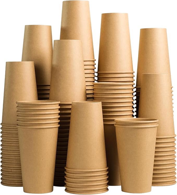 Lamosi 180 Count 16 oz Kraft Paper Cups, Disposable Paper Coffee Cups, 16 Ounce Drinking Cups, Water Cups for Party Picnic Cafe & Bar Use