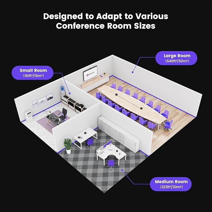 Nearity A20S Conference Speaker and Microphone, USB Speakerphone w/8 Mics, 16ft Voice Pickup, AI 2.0 Noise Cancelling, USB Speakermic with Daisy Chain, Works with Microsoft/Teams/Google Meet