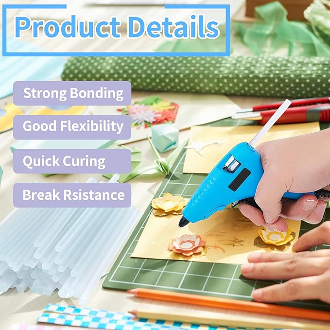 Mini Hot Glue Sticks Bulk, Clear Glue Gun Sticks for Metal, Wood, Glass DIY Art Craft & School Projects Craft, Bond (90 Pcs 8" X 0.27")