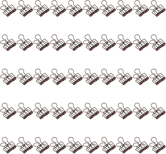 Clips 32mm Metal, 50 Pieces Strong Clamping Force, Hollow Design, Bronze - Assorted Sizes, Medium Shaped Paper Clips, Cute Office and School Supplies (Purple Bronze)