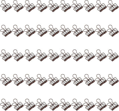 Clips 32mm Metal, 50 Pieces Strong Clamping Force, Hollow Design, Bronze - Assorted Sizes, Medium Shaped Paper Clips, Cute Office and School Supplies (Purple Bronze)