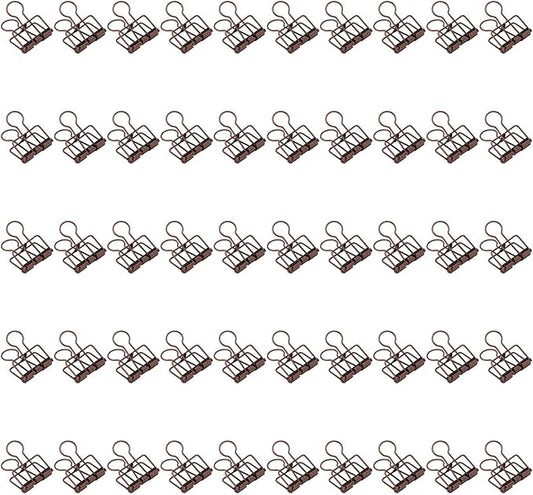 Clips 32mm Metal, 50 Pieces Strong Clamping Force, Hollow Design, Bronze - Assorted Sizes, Medium Shaped Paper Clips, Cute Office and School Supplies (Purple Bronze)