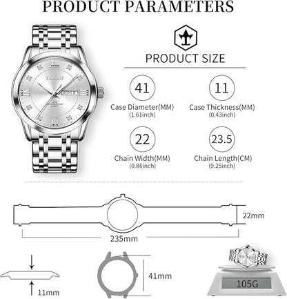 Watch Men Stainless Steel Luxury Diamond Chronograph with Date Business reloj de Hombre
