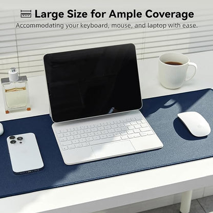 Waterproof Large Gaming Mouse Pad with Durable Stitched Edges, Non-Slip Rubber Base, Grainy Jacquard Mouse Mat Desk Pad for Home Office Gaming, 27.6"x11.8"x0.12", Matte Navy Blue