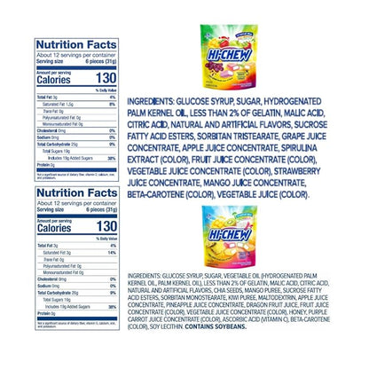 HI-CHEW Variety Mix Bulk, 220+ Pieces, 4 Stand Up Pouches - Tropical Fruit Combos Sweet and Sour, Chewy Fun Soft Candy Variety Pack - Immensely Juicy Fruity Flavors - Individually Wrapped for Sharing