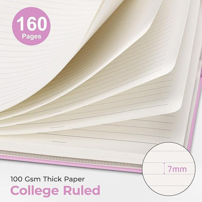 AHGXG Spiral Journal Notebook, 160 Lined Pages, A5 Medium Size (5.7'' x 8.3''), for Men & Women, Journaling, Writing, Work & Office, Hardcover, 100 GSM Thick Paper (Purple)
