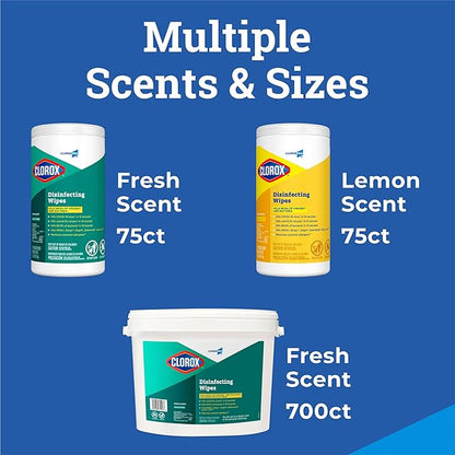 CloroxPro Clorox Disinfecting Wipes, Lemon Fresh, 75 Count, Pack of 6 (Package May Vary)