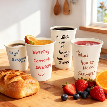 16 oz Coffee Cups Disposable White Paper Cups,180 Pack BPA Free Unbleached Disposable Cups, 300GSM Thickened Hot Cups, Leak Proof Drink Water Cups for Everyday Use Office Party Cafe Supply Essentials