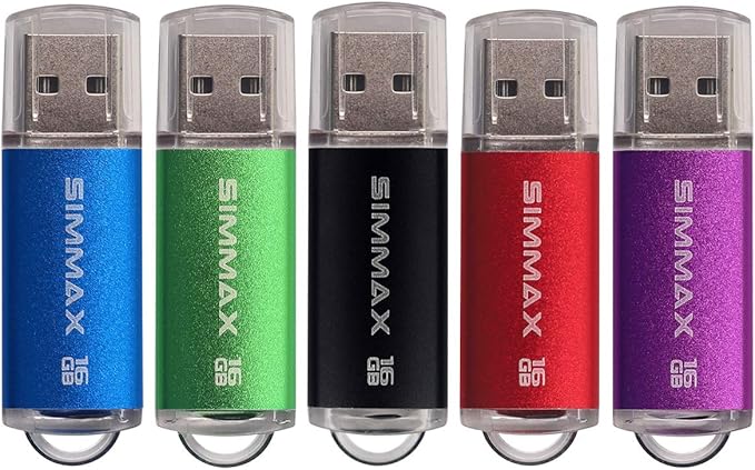 USB Flash Drives 5 Pack 16GB USB 2.0 Flash Drive Memory Stick Thumb Drive Pen Drive with Led Indicator (Blue Green Black Red Purple)