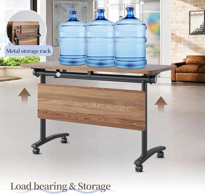 Conference Room Table, Folding Conference Table with Flip-Top Design, Mobile Seminars Dynamic Meetings Training Tables for Offices, Classrooms, and Meeting Room (4, XHT1619, 70.8)