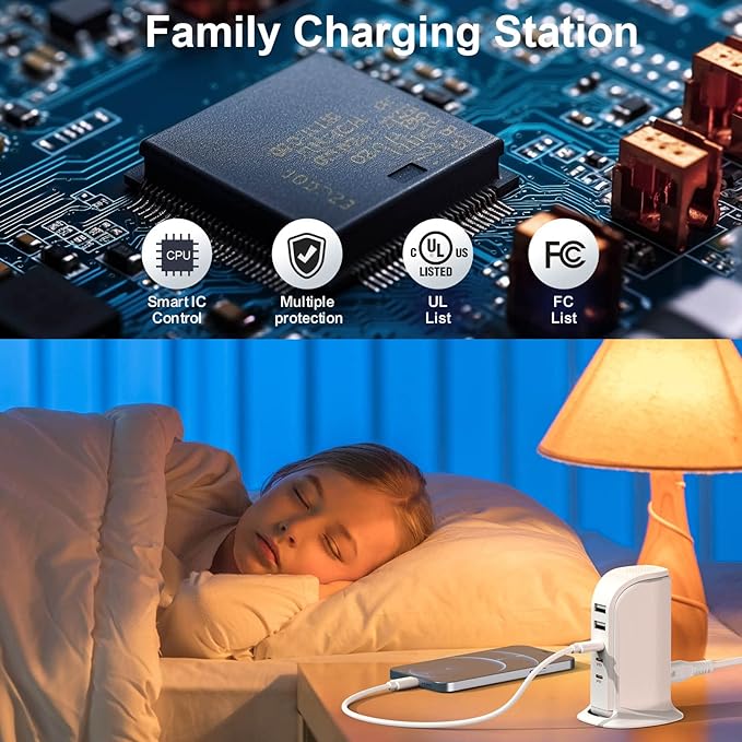 USB C Charger Block Multiport Upoy, Upgrade Charging Station with 3 Type-C PD 20W and 2 USB Ports, Desktop USB Tower Hub for Mutiple Devices, Travel/Home Power Adapter, Worldwide Compatible