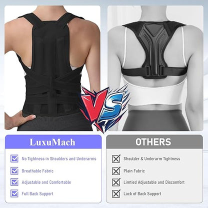 Posture Corrector for Women and Men, Back Brace with Full Back Support, Adjustable Shoulder Straightener for Upper & Lower Back Pain Relief, Scoliosis, Hunchback (Small, Black)