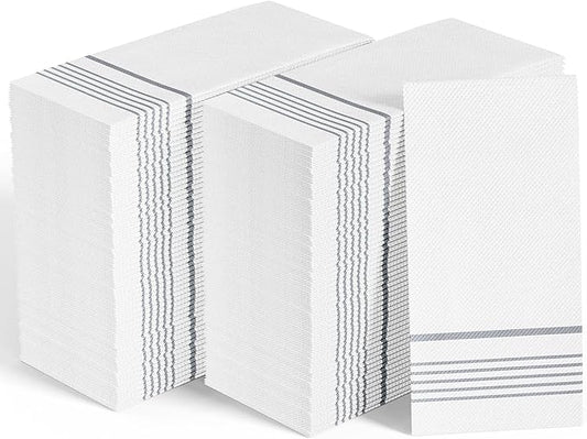 600 Pack Paper Dinner Napkins, Absorbent Paper Napkins, Premium Quality Guest Towels, 2-Ply Disposable Hand Towels for Kitchen, Events, Parties or Events (Silver)