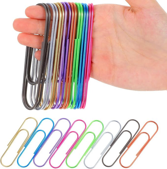 96 Pcs 4 Inch Large Paper Clips Jumbo Paper Clips 100 mm Metal Multicolored Giant PaperClips Bright Coated Extra Large Mega Paperclips for Bookmark Office School Home Organizing Files Document Decor