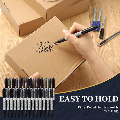 Thenshop 300 Pack Black Permanent Markers Bulk Fine Tip Permanent Marker Set Quick Drying Fine Point Pens for Classroom, Office, Home, Work on Wood, Metal, Stone, Glass, Christmas Office Gifts