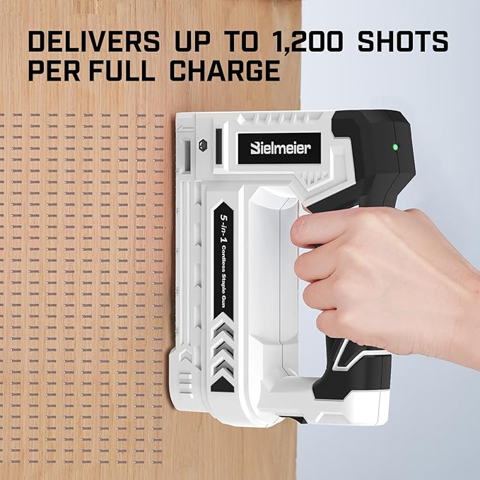 Bielmeier Electric Staple Gun 5 in 1 Band Nailer, 4V Rechargeable Cordless Stapler, Pin Nail Gun Battery Powered with 1,950 Staples and Nails, Power Wire Staple Gun for Home, Wood, Upholstery, DIY